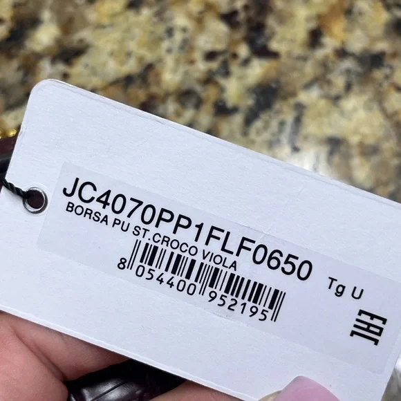 NWT MOSCHINO Croc Embossed Purple Shoulder Bag - Picture 8 of 8